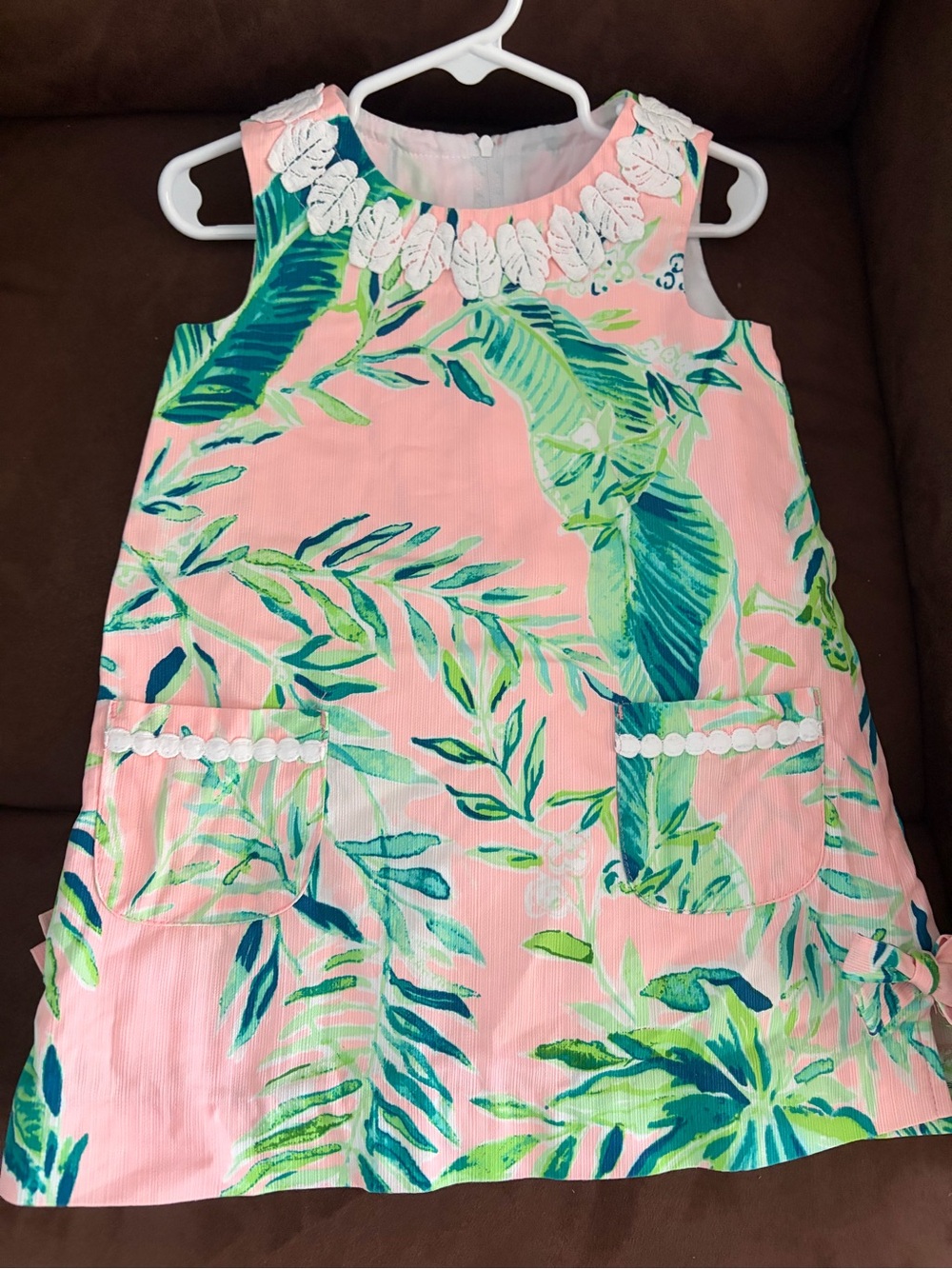 Lilly Pulitzer Pink Tropical Leaf Print Girls Dress